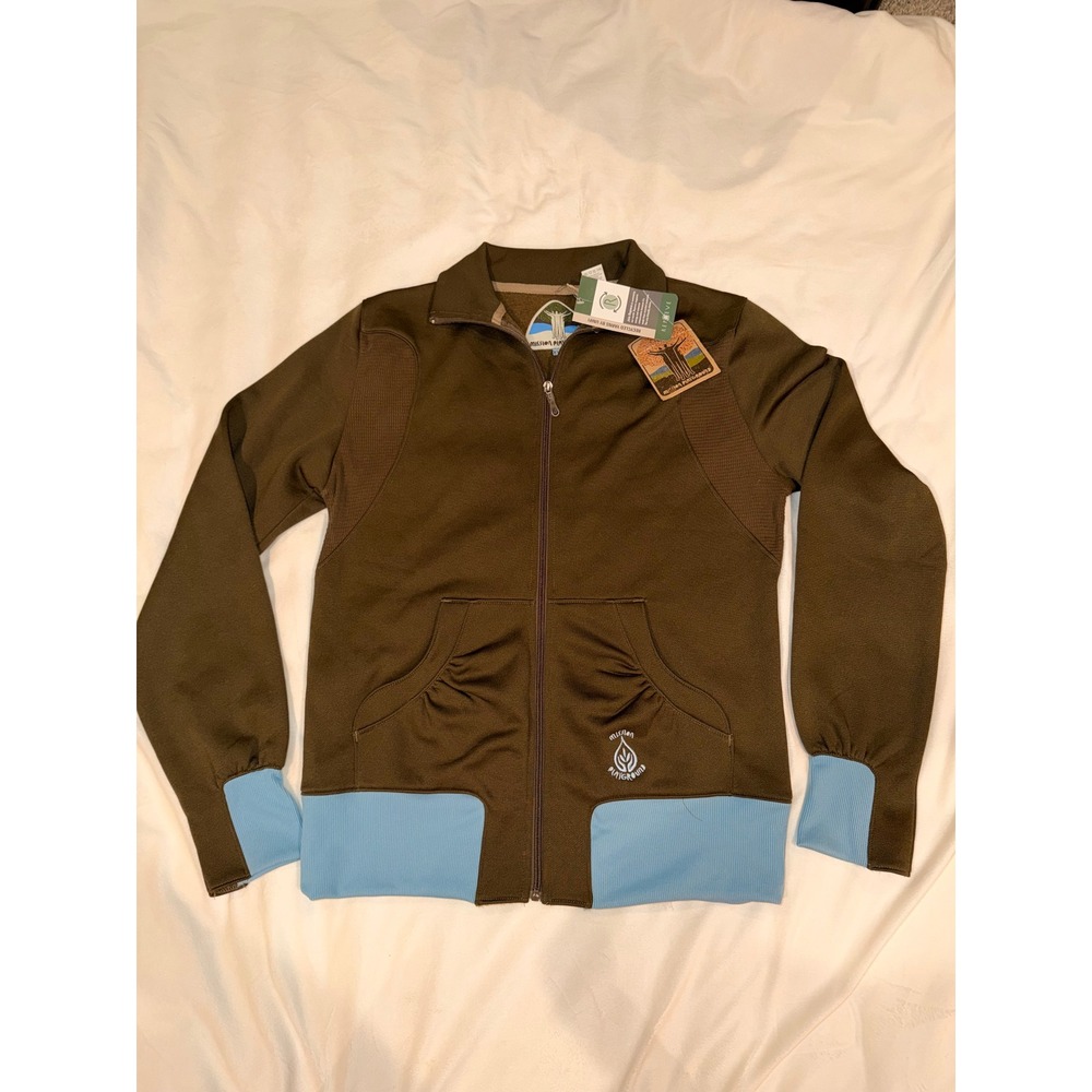 Mission Playground Track Jacket Brown Blue Full Zip XL Eco Friendly NWT (712)